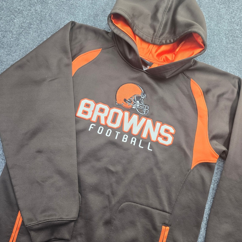 NFL Apparel Cleveland Browns Football Hoodie Brown Orange Mens Large 14/16
